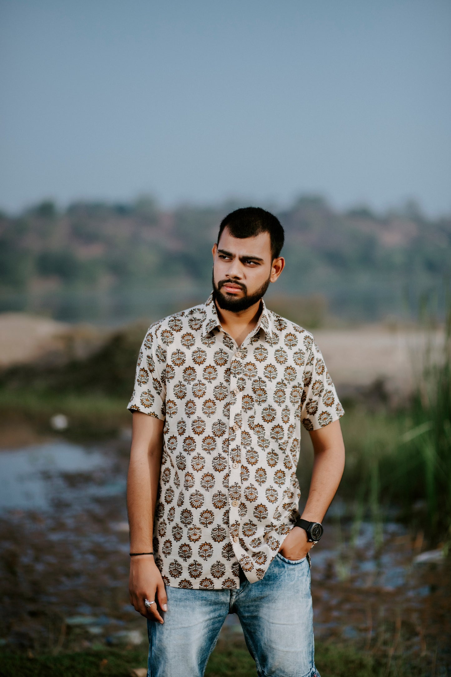 Butter Scotch Block Printed Shirt