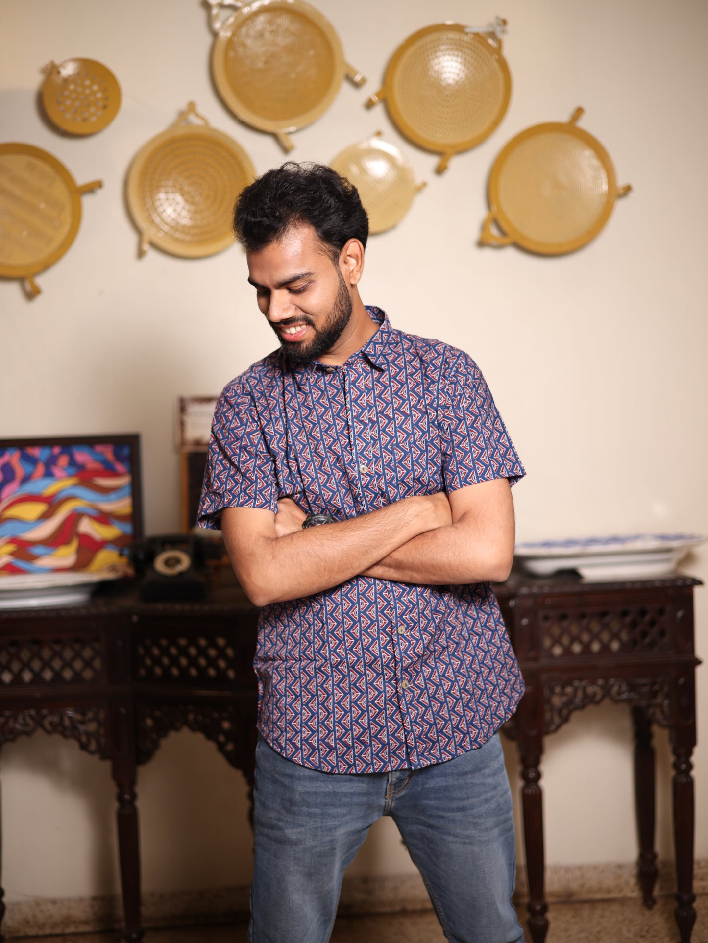 Blueberry Blockprint Shirt