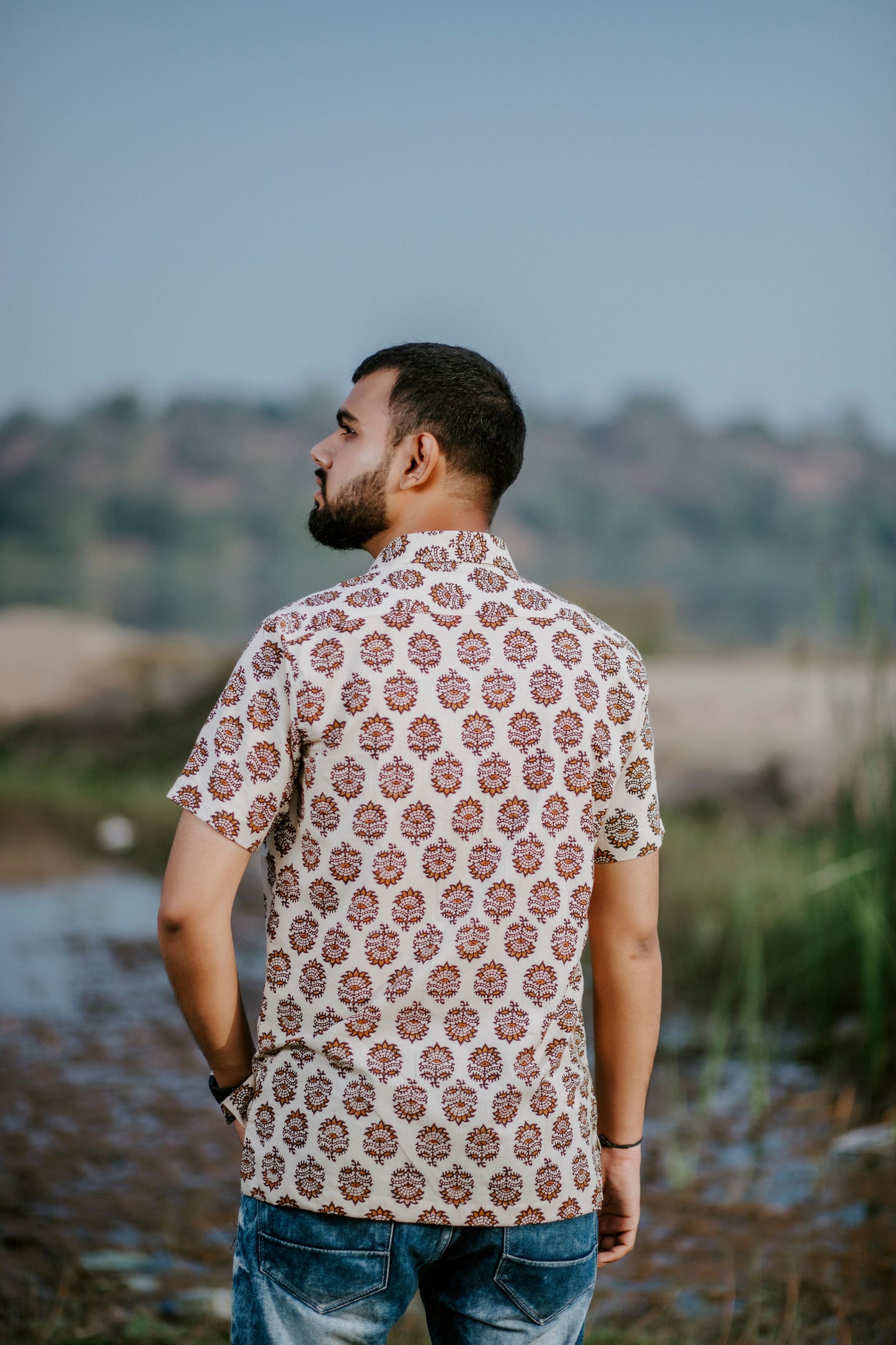 Butter Scotch Block Printed Shirt