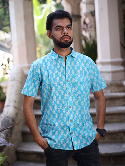 Sky Blockprint Shirt