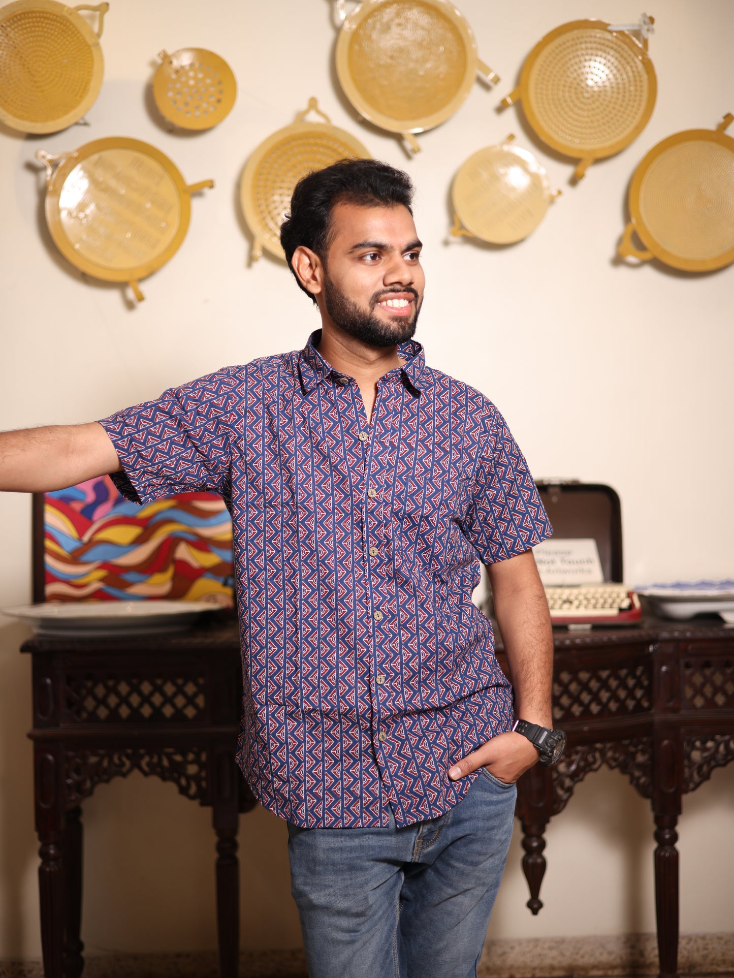 Blueberry Blockprint Shirt