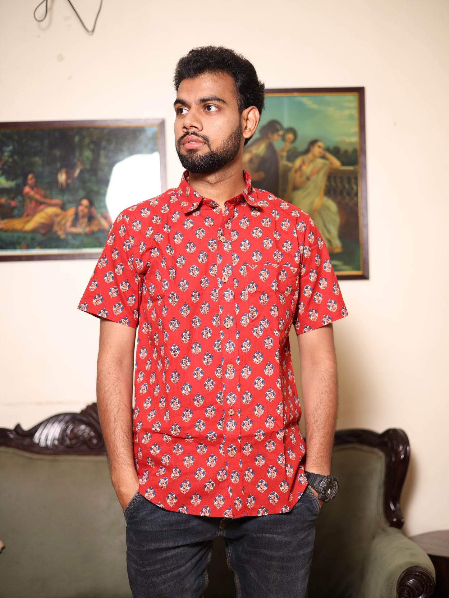 Cherry Blockprint Shirt