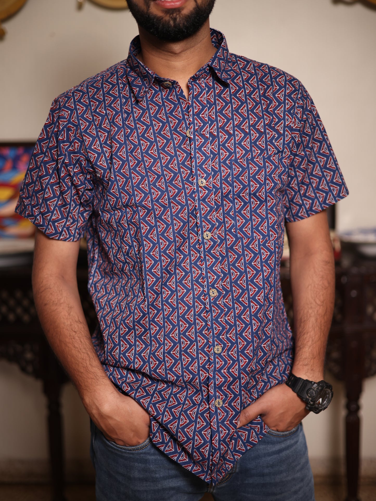 Blueberry Blockprint Shirt