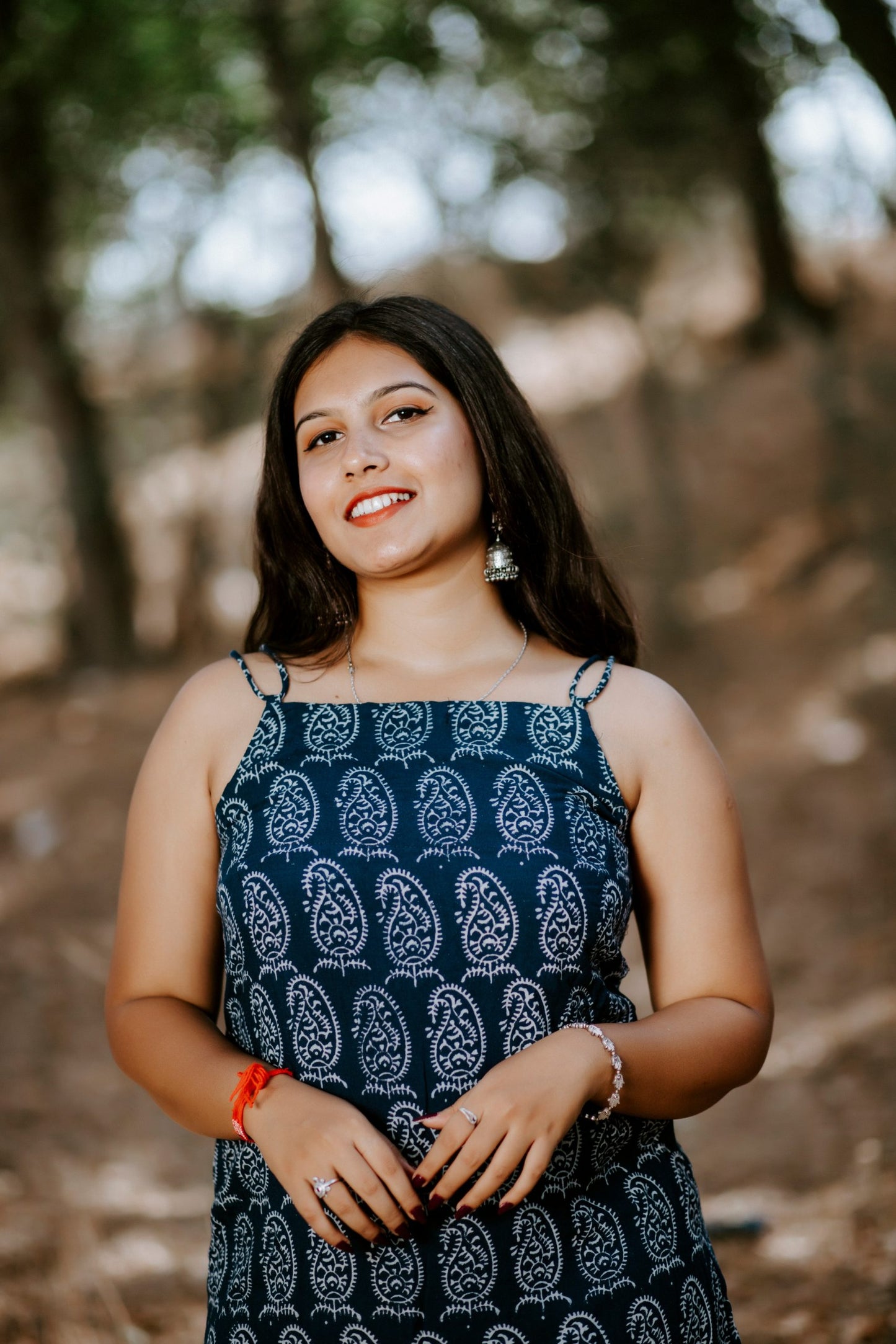 Indigo Block Print Dress