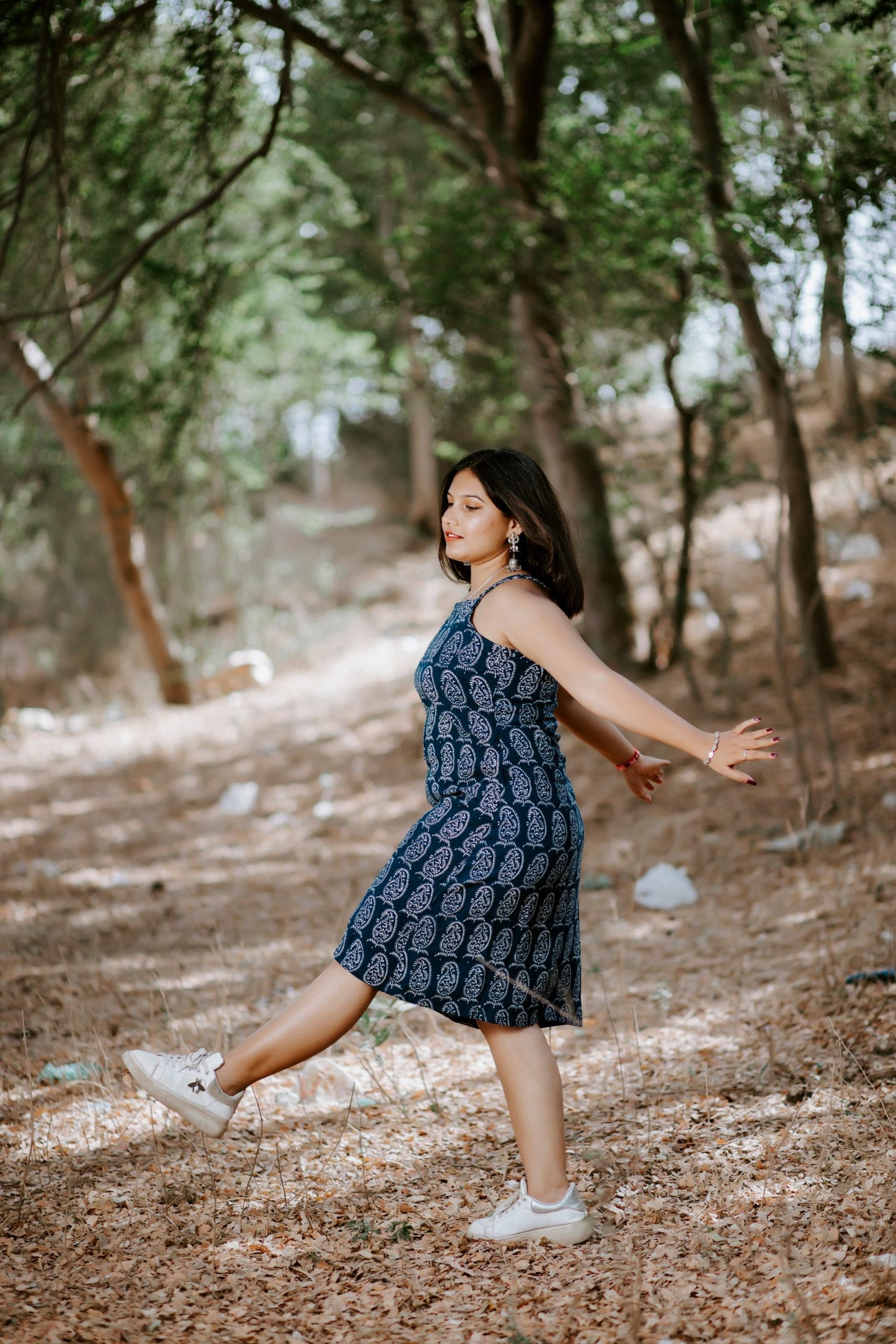 Indigo Block Print Dress