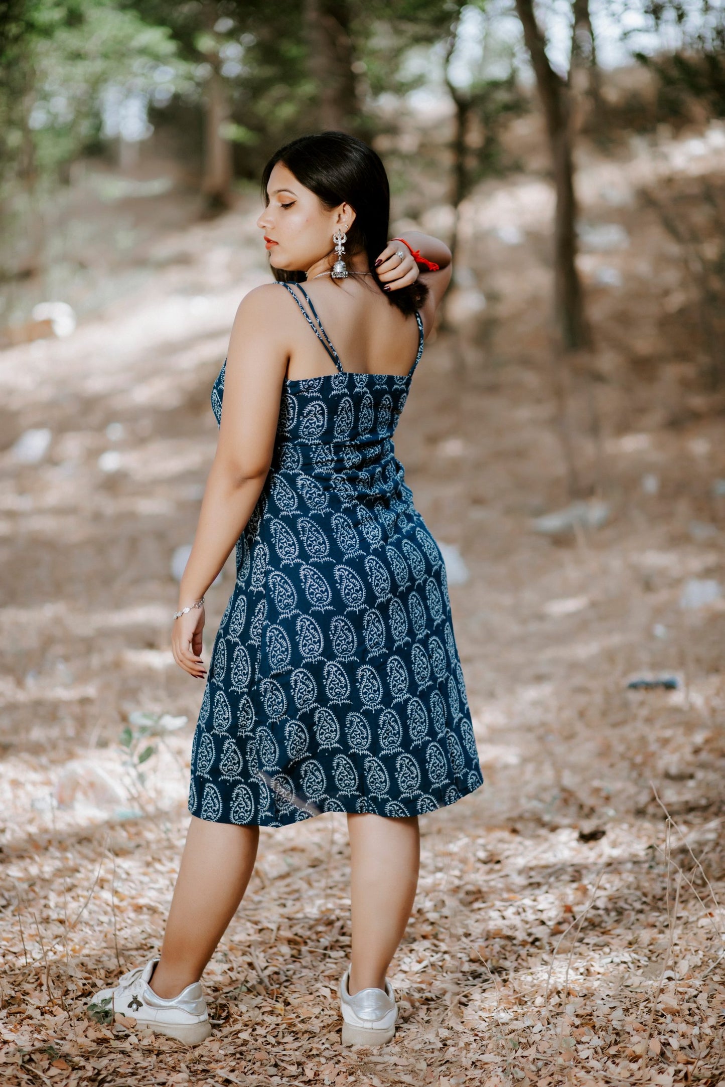 Indigo Block Print Dress