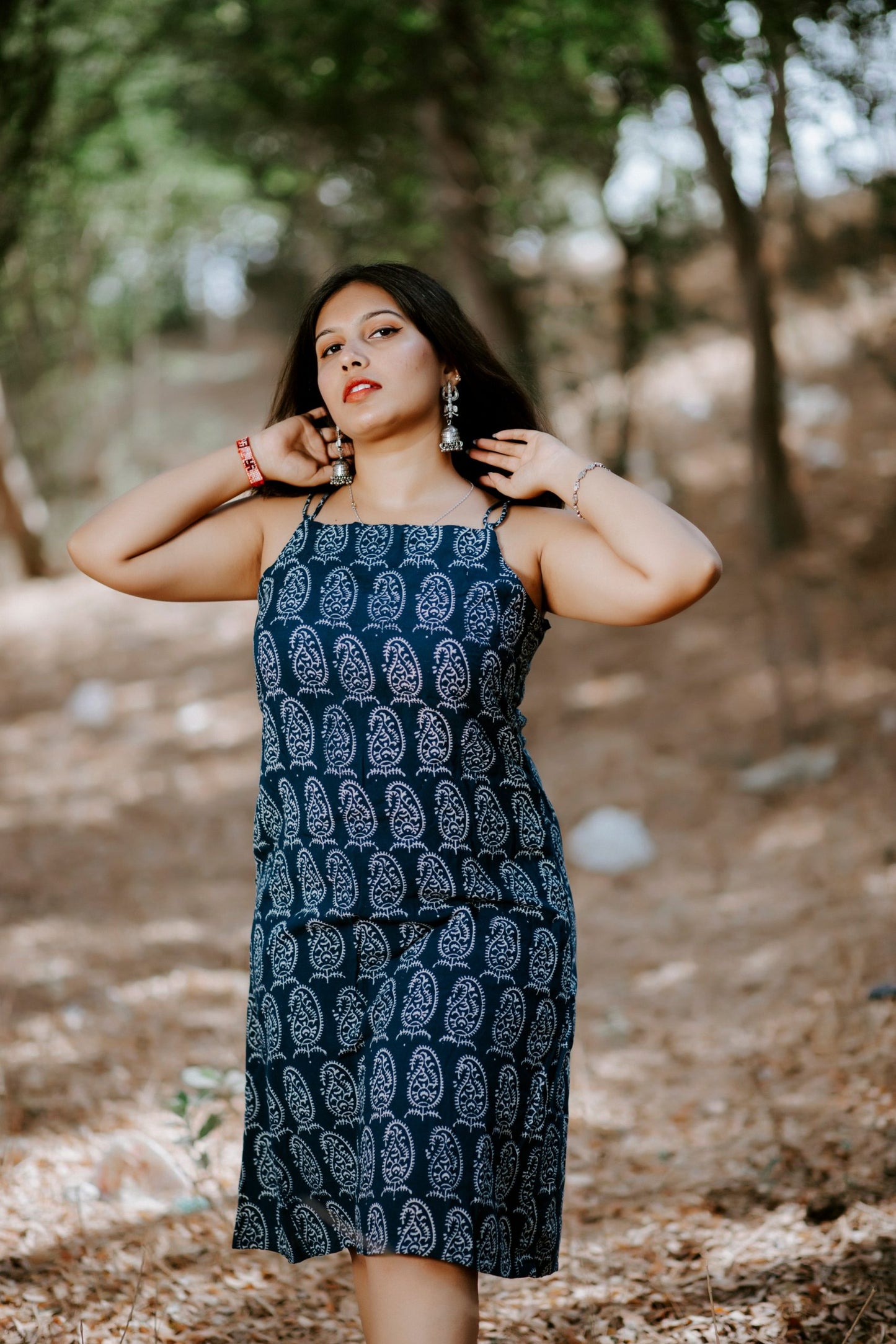 Indigo Block Print Dress